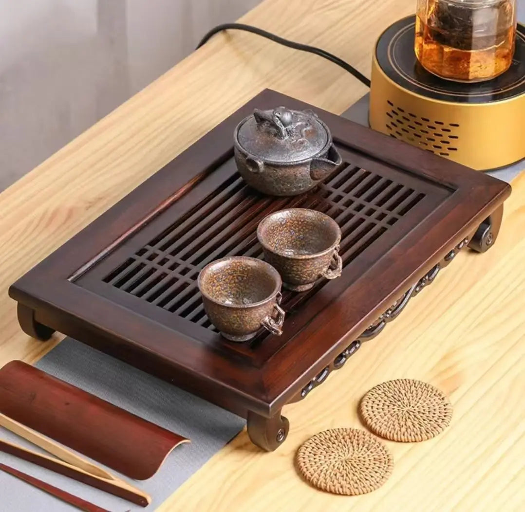 Bamboo Wood Tea Tray with Drainage - Water Storage Tea Board