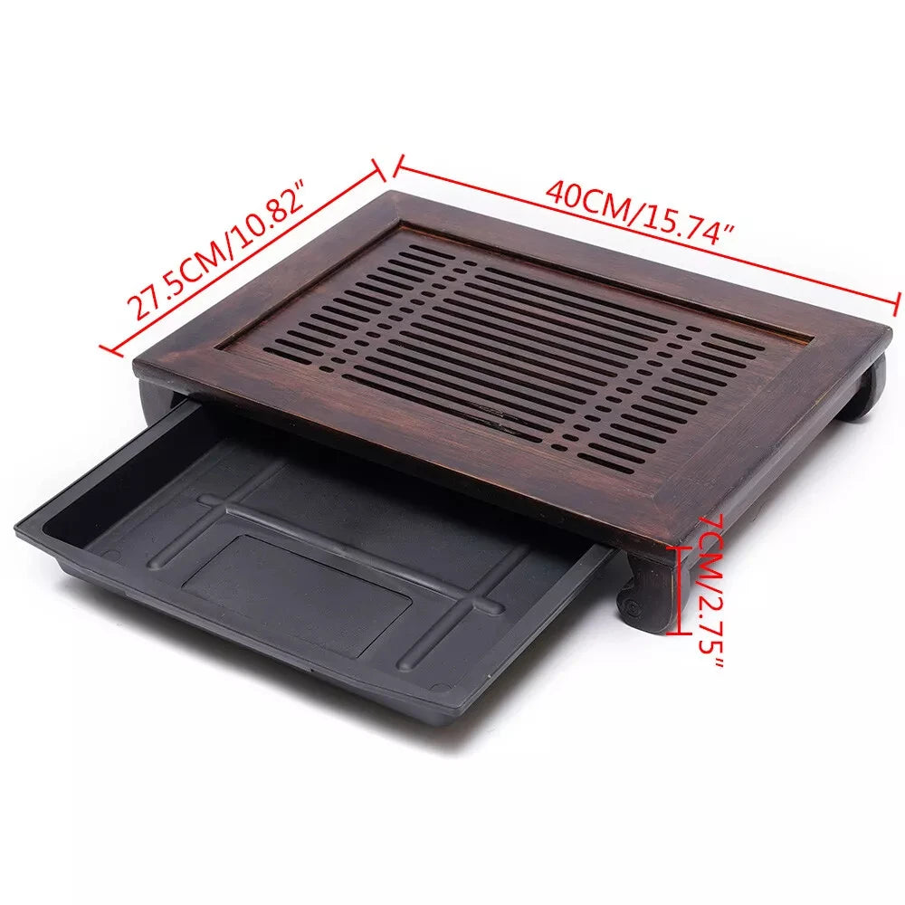 Bamboo Wood Tea Tray with Drainage - Water Storage Tea Board