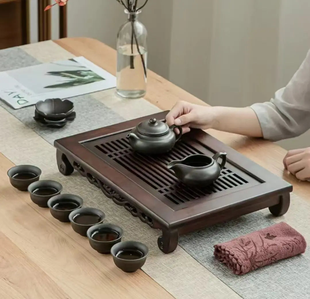 Bamboo Wood Tea Tray with Drainage - Water Storage Tea Board
