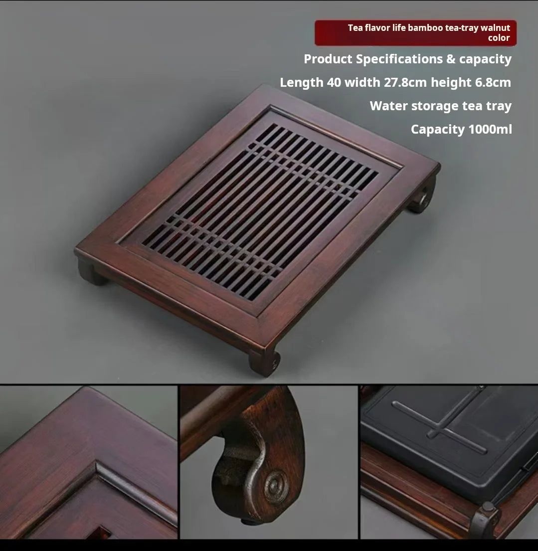 Bamboo Wood Tea Tray with Drainage - Water Storage Tea Board