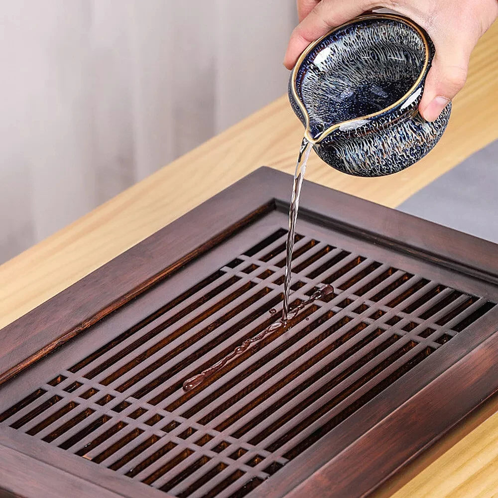 Bamboo Wood Tea Tray with Drainage - Water Storage Tea Board