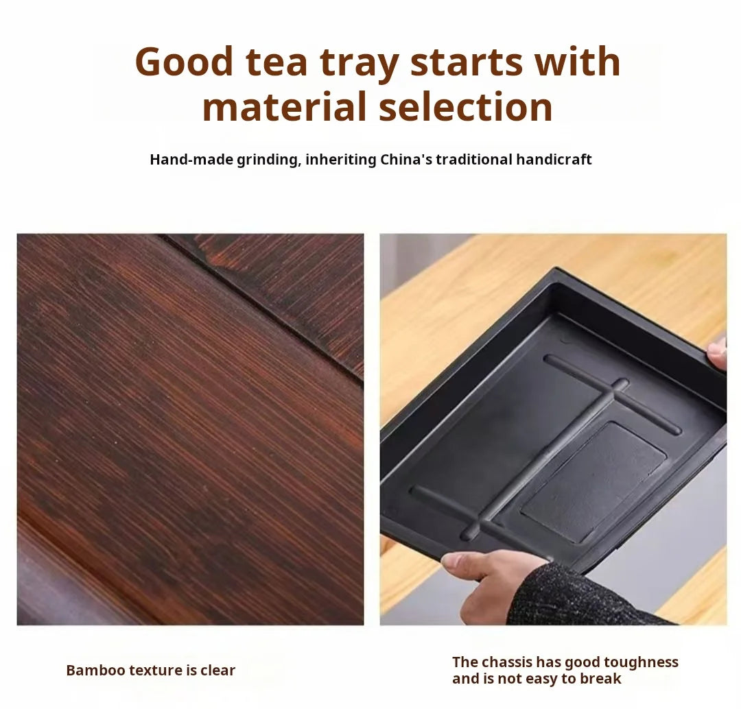 Bamboo Wood Tea Tray with Drainage - Water Storage Tea Board